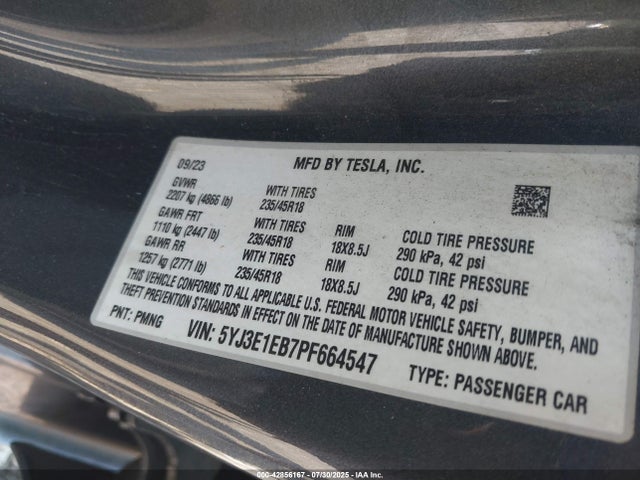 2023 TESLA MODEL 3 5YJ3E1EB7PF664547 Photo 8