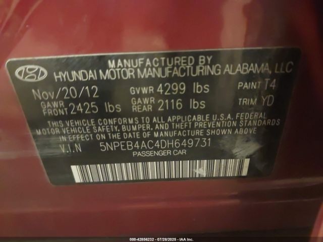 2013 HYUNDAI SONATA 5NPEB4AC4DH649731 Photo 8