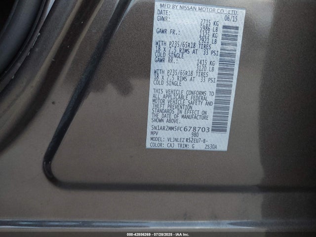 Nissan Pathfinder 2015 5N1AR2MM5FC678703 Image 9