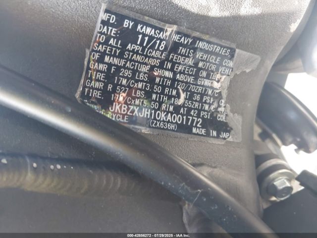 2019 KAWASAKI ZX636 JKBZXJH10KA001772 Photo 9