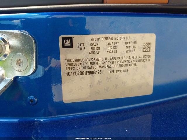 1G1YU2D61F5603125 Chevrolet Lt4