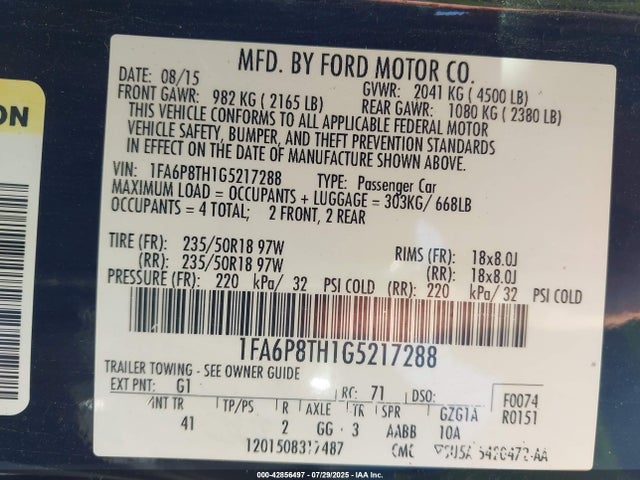 Ford 2016 2016 1FA6P8TH1G5217288 Image 9