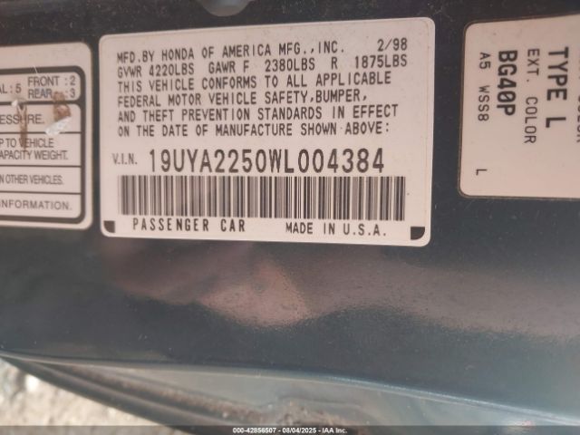 1998 ACURA CL 19UYA2250WL004384 Photo 8