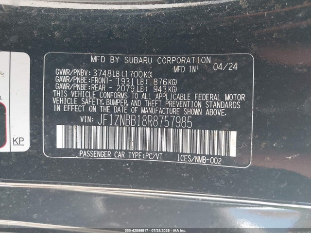Toyota na 2024 JF1ZNBB18R8757985 Image 9