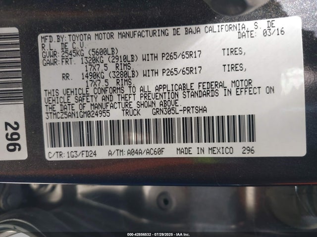 3TMCZ5AN1GM024955 Toyota 2gr-fks