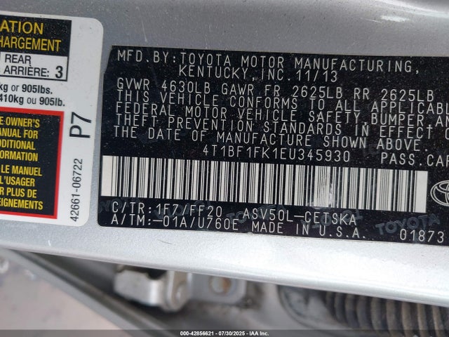 Toyota 2ar-fe 2014 4T1BF1FK1EU345930 Image 9