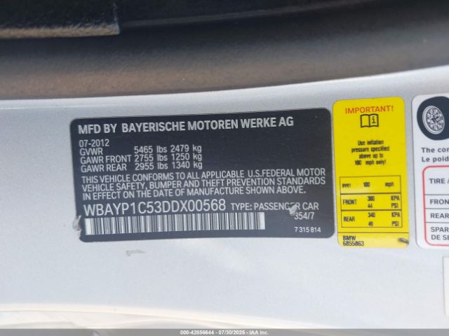 2013 BMW 650I WBAYP1C53DDX00568 Photo 8