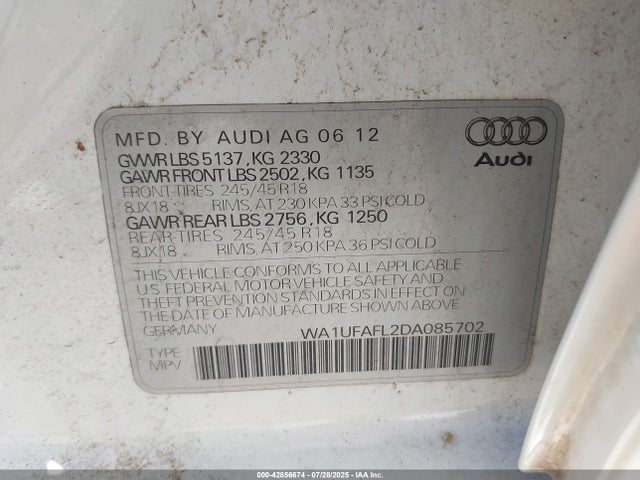 2013 AUDI ALLROAD WA1UFAFL2DA085702 Photo 8
