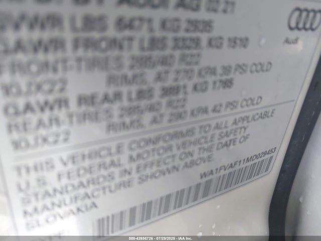 2021 AUDI Q8 WA1FVAF11MD029453 Photo 8