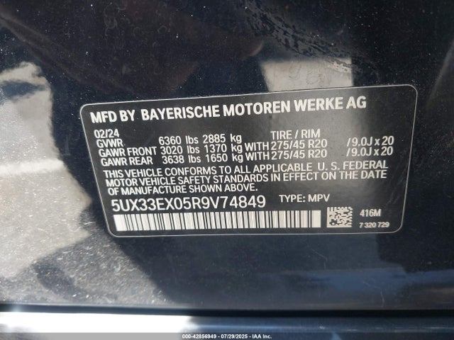 5UX33EX05R9V74849 BMW 2024
