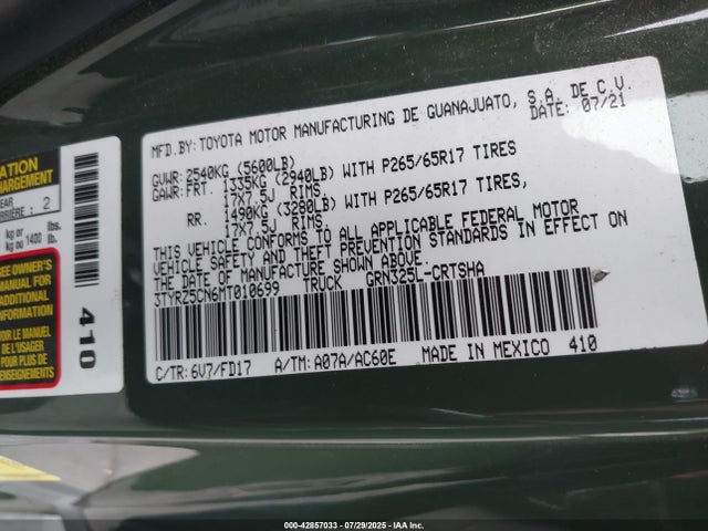 Toyota 2gr-fks 2021 3TYRZ5CN6MT010699 Image 9