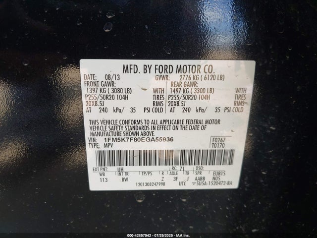 1FM5K7F80EGA55936 Ford 2014