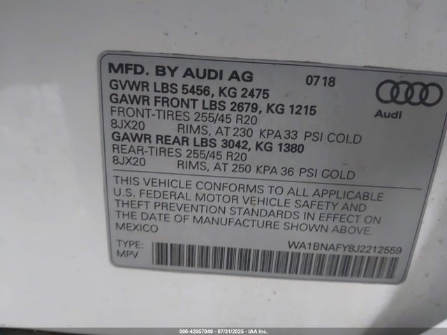 2018 AUDI Q5 WA1BNAFY8J2212559 Photo 8