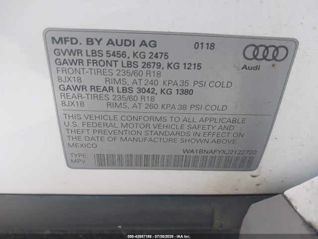2018 AUDI Q5 WA1BNAFYXJ2122720 Photo 8