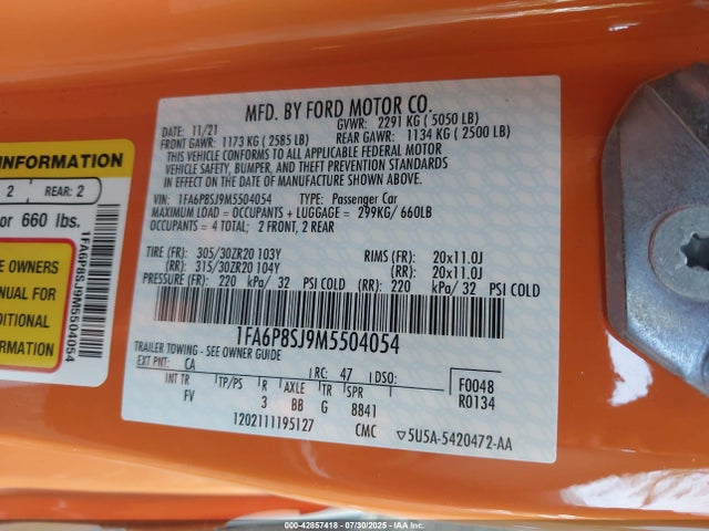 Ford Mustang 2021 1FA6P8SJ9M5504054 Image 9