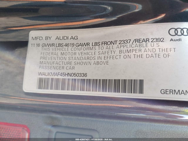 2017 AUDI A4 WAUKMAF45HN050336 Photo 8