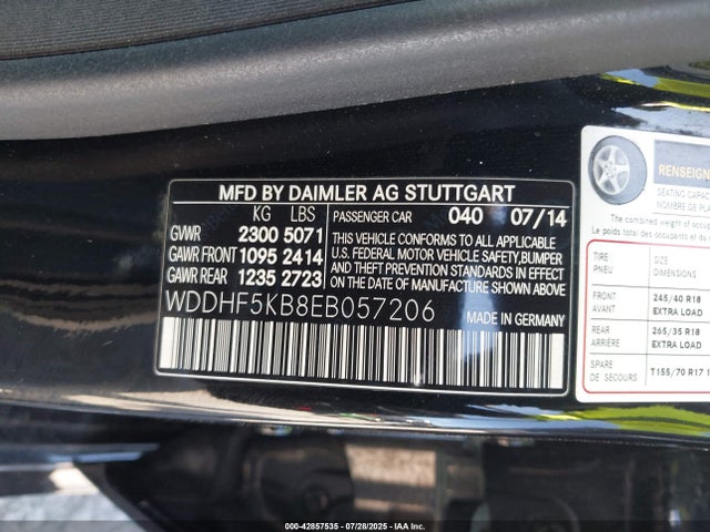 WDDHF5KB8EB057206 Mercedes-Benz E-Class