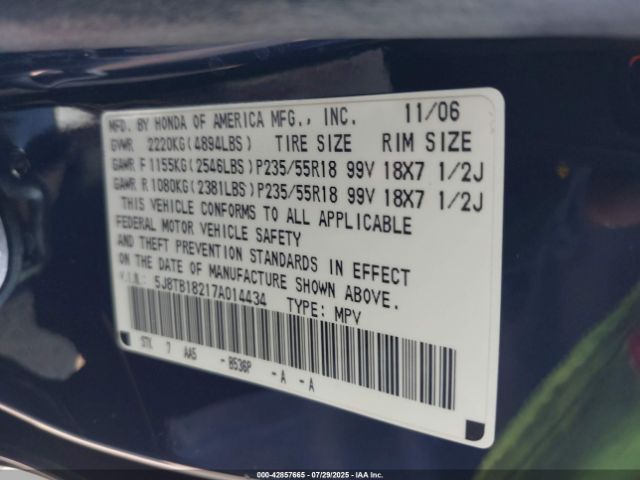 2007 ACURA RDX 5J8TB18217A014434 Photo 8
