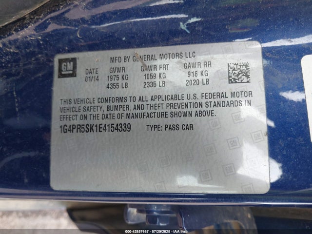 Buick lea 2014 1G4PR5SK1E4154339 Image 9