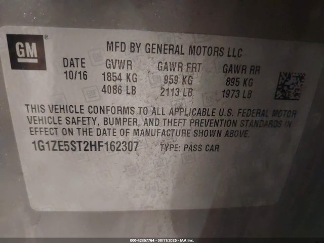 1G1ZE5ST2HF162307 Chevrolet lfv - di: direct injection, vvt: variable valve timing, gen 1