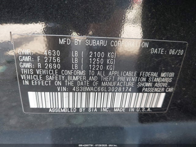 4S3BWAC66L3028174 Subaru u5