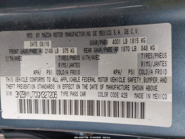 3MZBM1U70GM327206 Mazda pe