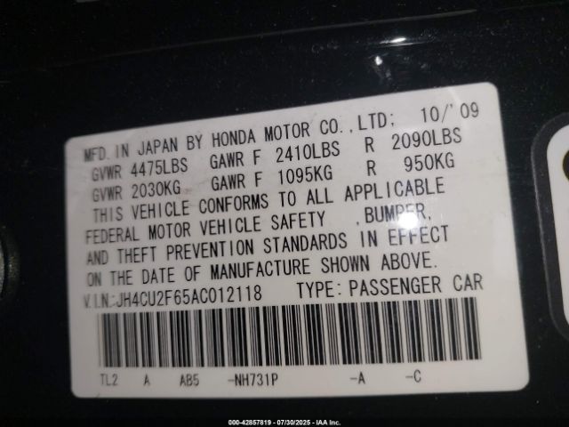 2010 ACURA TSX JH4CU2F65AC012118 Photo 8