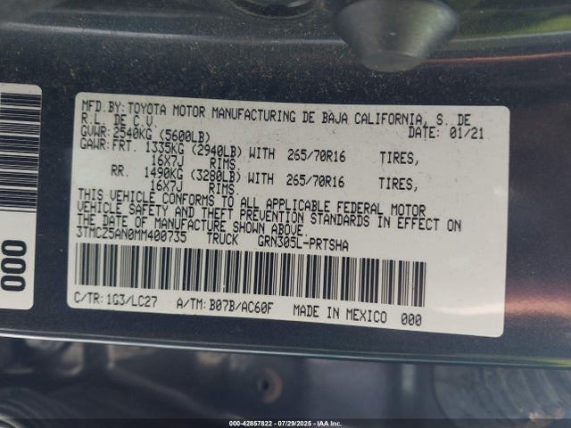 3TMCZ5AN0MM400735 Toyota 2gr-fks