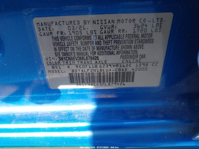 3N1CN8EV3ML879426 Nissan 2021