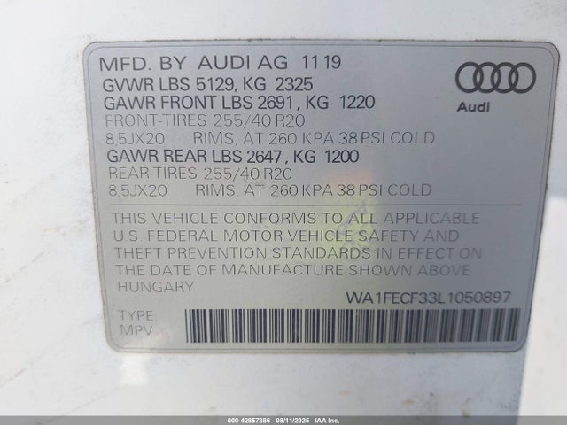 Audi Q3 2020 WA1FECF33L1050897 Image 9