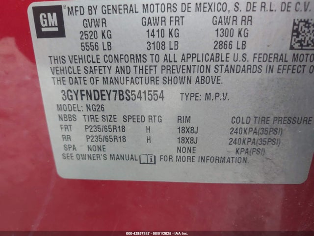 2011 CADILLAC SRX 3GYFNDEY7BS541554 Photo 8