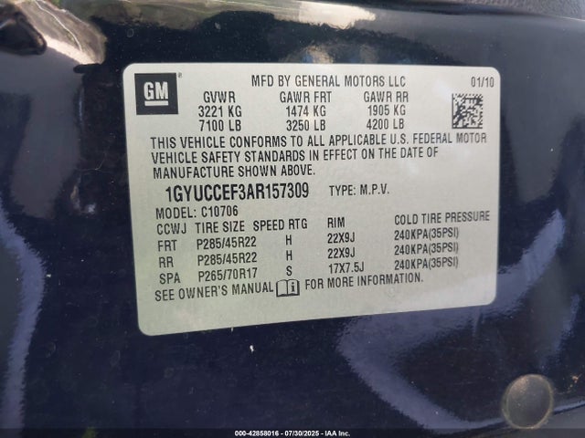 2010 CADILLAC ESCALADE 1GYUCCEF3AR157309 Photo 8