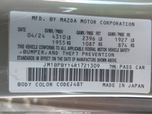 2024 MAZDA MAZDA3 HATCHBACK JM1BPBYY4R1721309 Photo 8