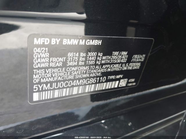 2021 BMW X5 M 5YMJU0C04M9G86110 Photo 8