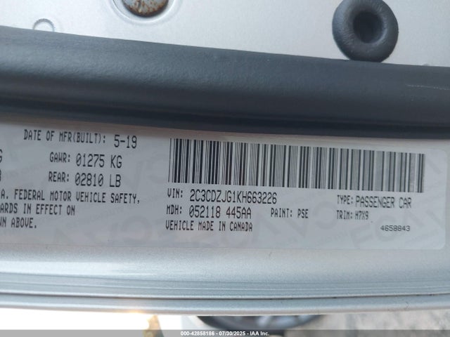 Dodge Challenger 2019 2C3CDZJG1KH663226 Image 9