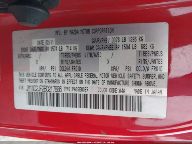 2011 MAZDA MX-5 MIATA JM1NC2JF2B0217886 Photo 8