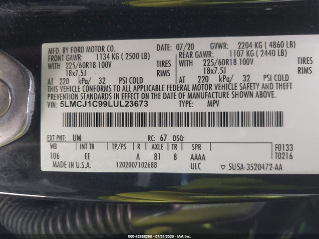 Lincoln gtdi 2020 5LMCJ1C99LUL23673 Image 9