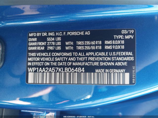 2019 PORSCHE MACAN WP1AA2A57KLB06484 Photo 8