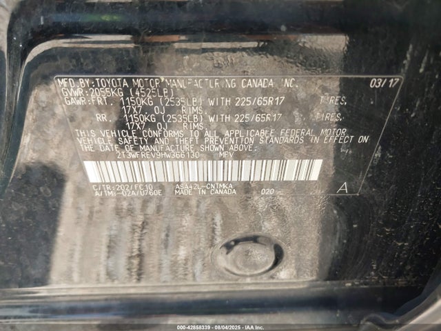 Toyota 2ar-fe 2017 2T3WFREV9HW366130 Image 9