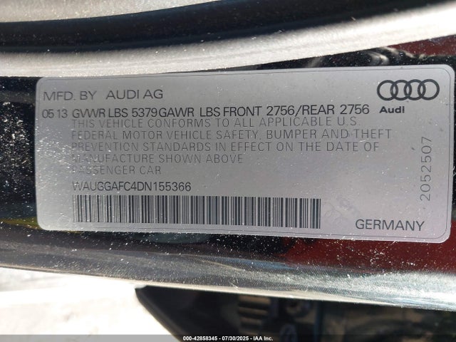 2013 AUDI A6 WAUGGAFC4DN155366 Photo 8