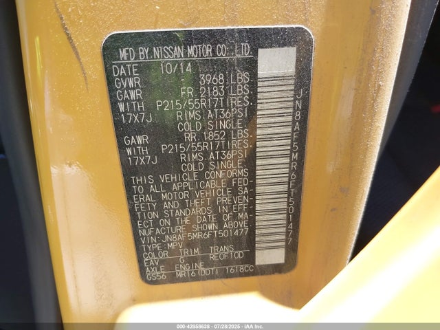 Nissan 2015 2015 JN8AF5MR6FT501477 Image 9