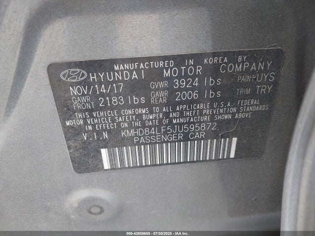 KMHD84LF5JU595872 Hyundai mpi nu