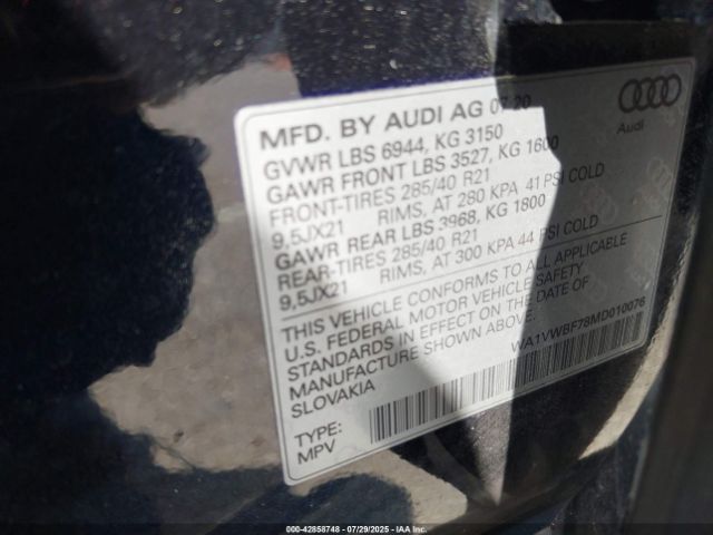 2021 AUDI SQ7 WA1VWBF78MD010076 Photo 8