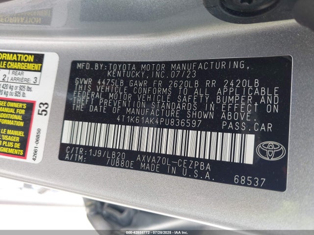 4T1K61AK4PU836597 Toyota a25a-fks