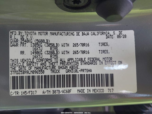 3TMDZ5BN9LM096550 Toyota 2gr-fks
