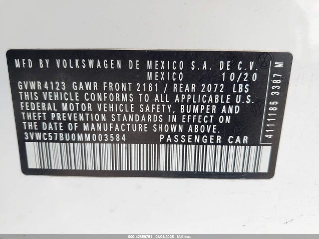 3VWC57BU0MM003584 Volkswagen tsi