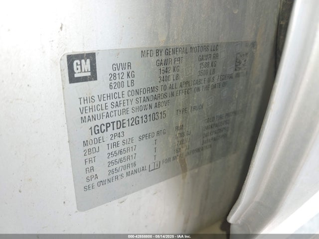 1GCPTDE12G1310315 Chevrolet lwn - eur04, di: direct injection