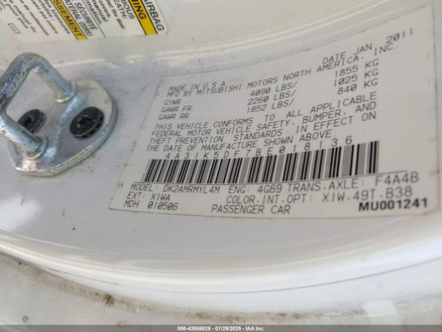 2011 MITSUBISHI ECLIPSE 4A31K5DF7BE018136 Photo 8
