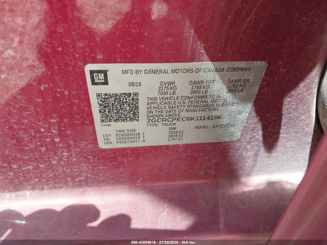 2GCRCPEC6K1114196 Chevrolet l83 - di, afm, alum, gen 5, var 1