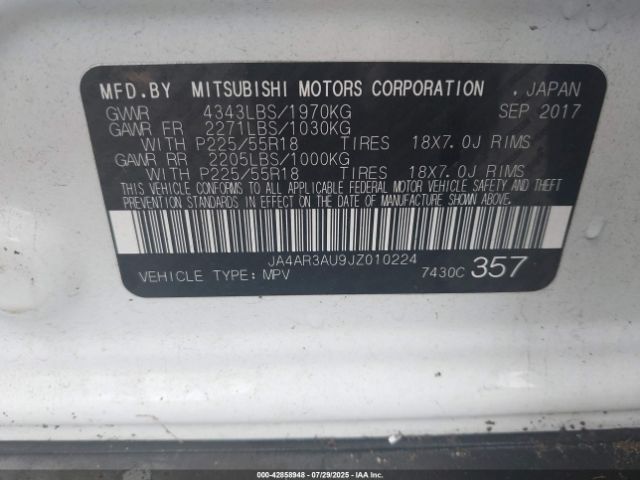 2018 MITSUBISHI OUTLANDER SPORT JA4AR3AU9JZ010224 Photo 8